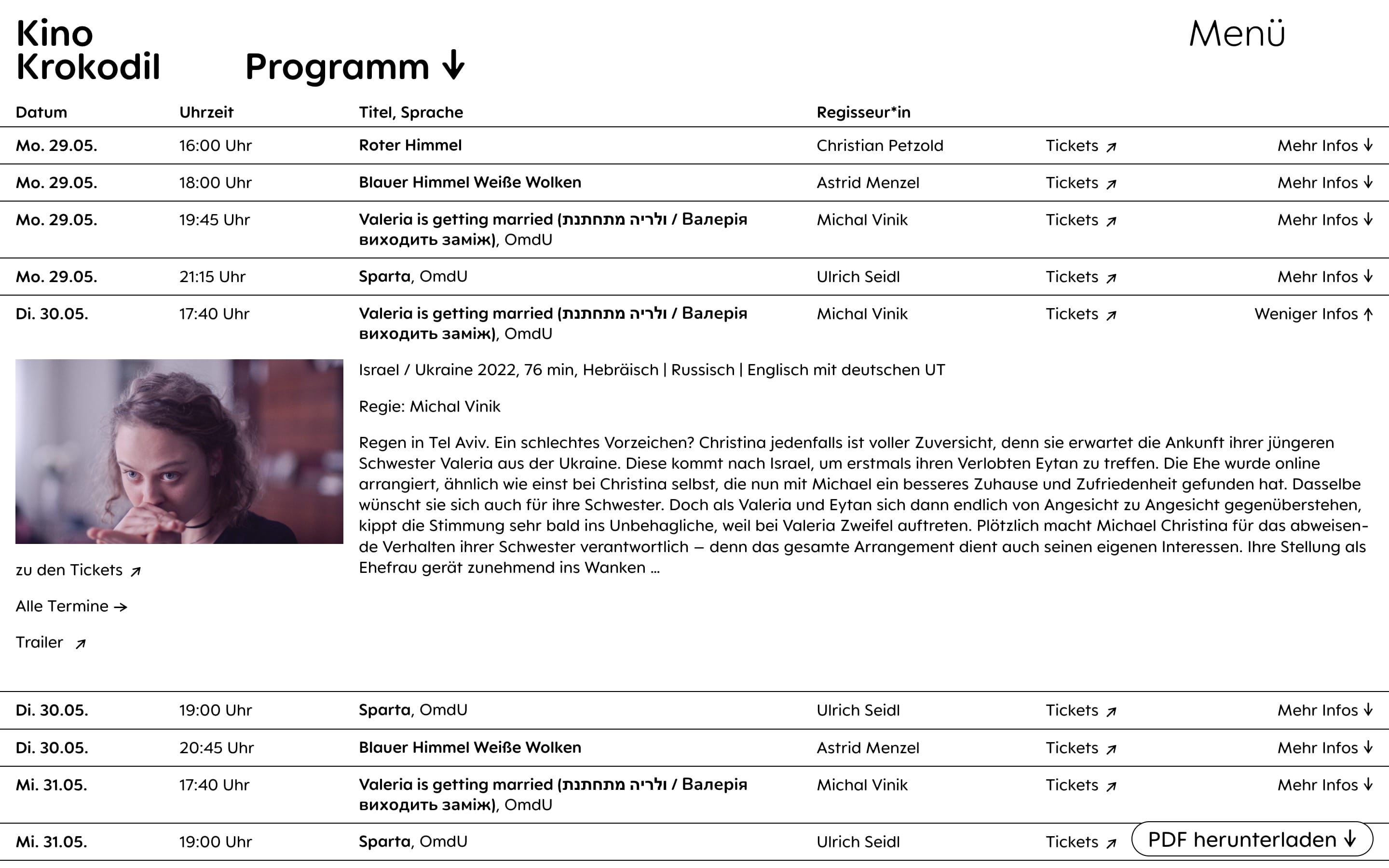 Website for Kino Krokodil, an independent cinema in Berlin showcasing films from Central and Eastern Europe. Featuring a fully custom ticketing API integration.
